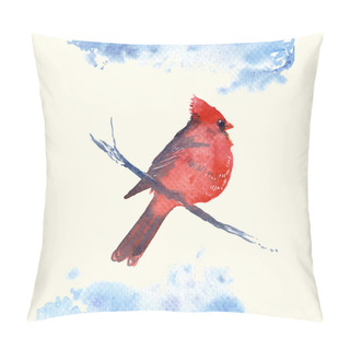 Personality  Cardinal Bird Watercolor-style Vector Illustration. Pillow Covers