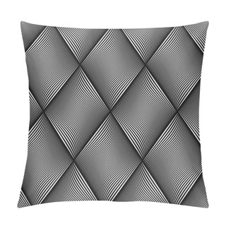 Personality  Seamless Op Art Diamonds Pattern With Wavy Lines Texture. Vector Art. Pillow Covers