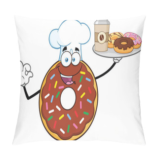 Personality  Chocolate Donut Cartoon Mascot Character  Pillow Covers