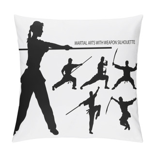 Personality  Wushu With Weapon Martial Arts Sport Silhouette Pillow Covers