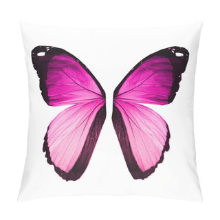 Personality  Morpho Violet Pink Butterfly Wings, Isolated On White Pillow Covers