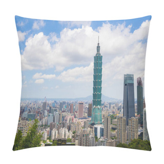 Personality  Taipei, Taiwan - 15 August 2023: Taipei City Landmark Pillow Covers