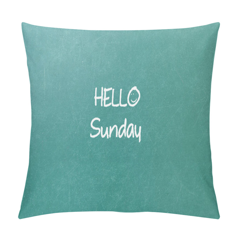 Personality  Green Blackboard Wall Texture With A Word Hello Sunday Pillow Covers