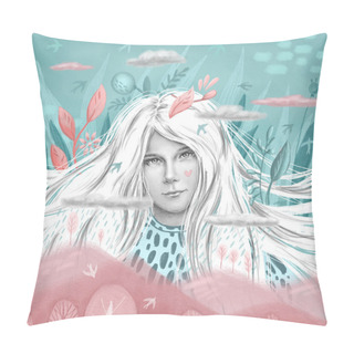 Personality  Beautiful Girl In Fairyland Pillow Covers