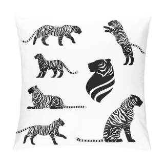 Personality  Tiger Set Vector Pillow Covers