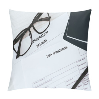 Personality  Documents With Lettering Near Glasses And Passports  Pillow Covers