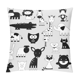 Personality  Cute Cartoon Animals Set Wild And Domestic Pillow Covers