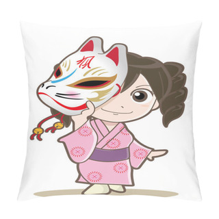 Personality  Child Image Wearing With Fox Mask Pillow Covers
