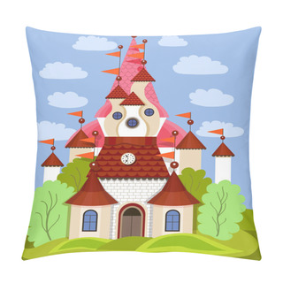 Personality  Colorful Fairy Castle On Blue Sky Background Pillow Covers