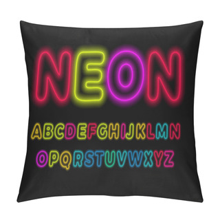 Personality  Neon Letters Set. Glowing Colorful Font. Luminous Tubes Style Vector Latin Alphabet. Font For Event, Promo, Logo, Banner, Monogram And Poster. Typeset Design Pillow Covers
