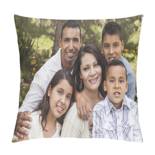 Personality  Happy Attractive Hispanic Family Portrait In The Park Pillow Covers