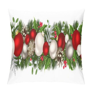 Personality  Christmas Horizontal Seamless Background. Vector Illustration. Pillow Covers