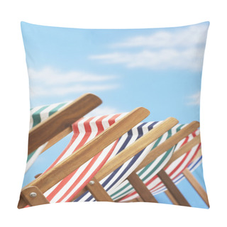 Personality  Folding Deck Chairs On Beach Pillow Covers