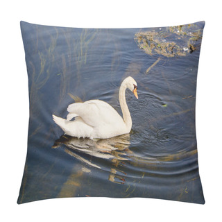 Personality  Single White Swan Swimming In Water Pillow Covers
