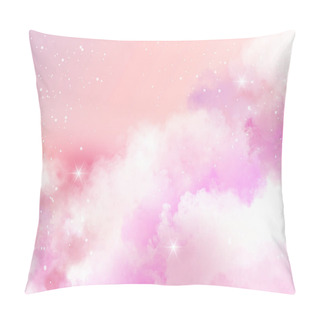 Personality  Ethereal Background Of Pink Clouds And Stars Pillow Covers