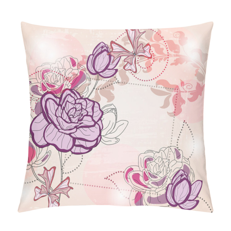 Personality  Artistic Composition With Roses And Fantasy Butterflies Pillow Covers