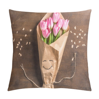 Personality  Pink Tulips Bouquet  Pillow Covers