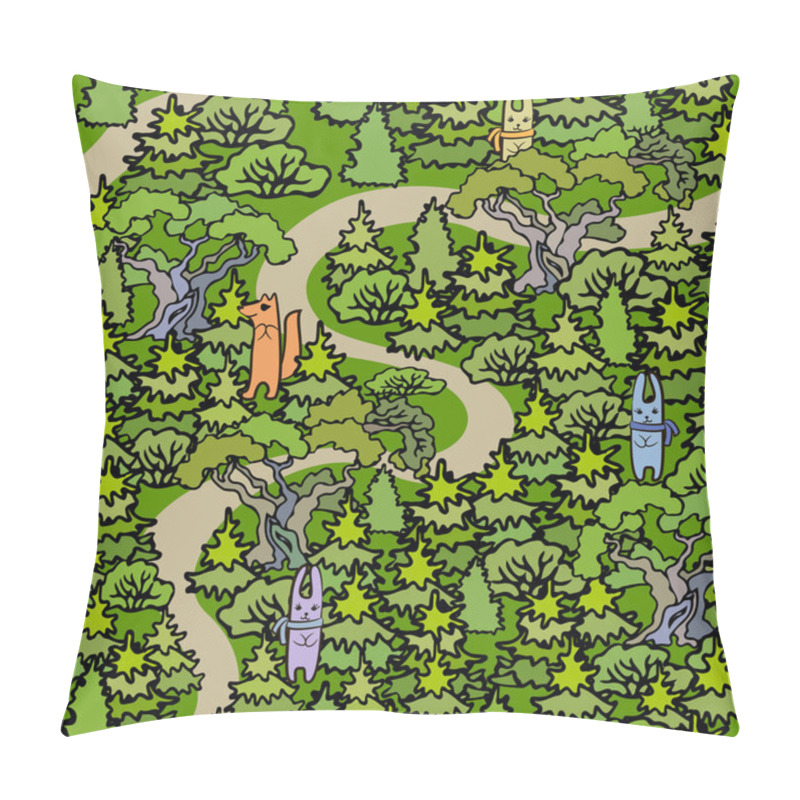Personality  Cartoon Oak And Fir Trees Seamless Pattern Background.Hand Drawn Pillow Covers