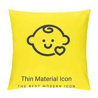 Personality  Baby Head With A Small Heart Outline Minimal Bright Yellow Material Icon Pillow Covers