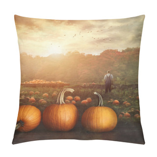 Personality  Pumpkins On Table In Farmer Pillow Covers