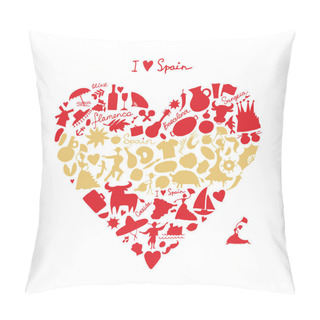 Personality  Spain Love, Art Heart Shape. Sketch For Your Design Pillow Covers