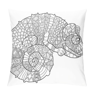 Personality  Hand Drawn Doodle Outline Chameleon. Pillow Covers