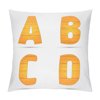 Personality  Wooden Vector Font. A, B, C, D Pillow Covers