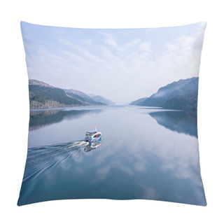 Personality  Loch Ness Tour Boat Heading Across The Loch In The Morning Pillow Covers