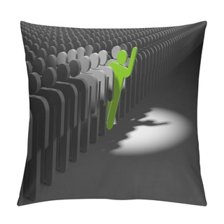 Personality  Person Looks Out From The Crowd.  Pillow Covers