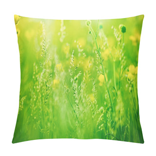 Personality  Grass In Focus Yellow Flowers Out Of Focus Pillow Covers