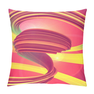 Personality  Multicolored Twisted Shape. Computer Generated Abstract Geometric 3D Render Illustration Pillow Covers