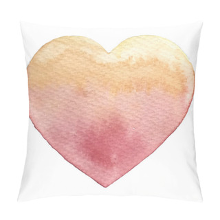 Personality  Valentine's Day Gentle Card. Watercolor Painted Pink-peach Heart, Vector Element For Your Design. Amber Color Heart. Pillow Covers