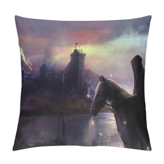 Personality  Black Horseman Castle. Pillow Covers