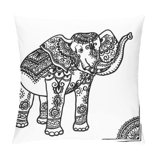 Personality  Elephant And Mehendi Ornament Pillow Covers