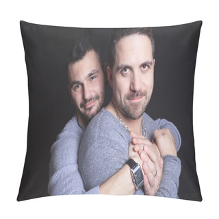 Personality  Gay Couple On Black Background Pillow Covers