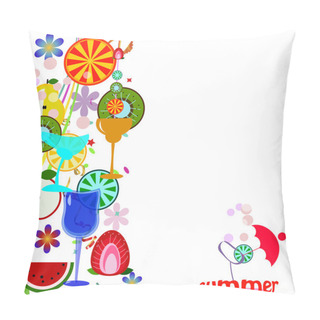 Personality  Summer Vector Background With Fruits And Cocktails Pillow Covers