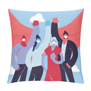 Personality  People With Medical Mask, Fight Against Coronavirus Pillow Covers
