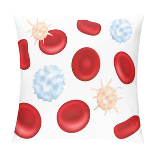 Personality  Healthy Human Platelets, Red And White Blood Cells Under Microscope. Magnified  Of Platelets Cells In Blood Plasma. 3d Illustration. Vector Illustration EPS 10 Pillow Covers