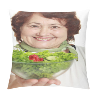Personality  Mature Woman With Fresh Salad Pillow Covers