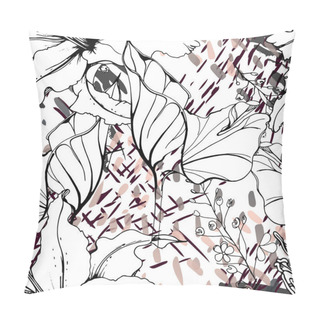 Personality  Floral Black White Pattern. Modern Watercolor Pillow Covers