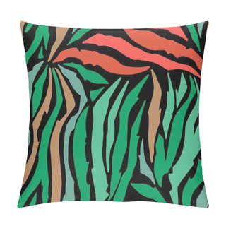 Personality  Zebra Print Black Background. Seamless Pattern. Animal Print. Vector Illustration Pillow Covers