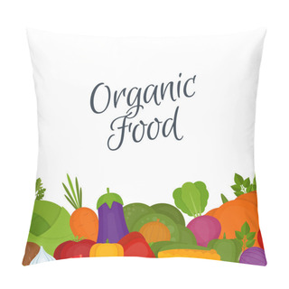 Personality  Vegetables Background. Healthy Food. Flat Style, Vector Illustration. Pillow Covers