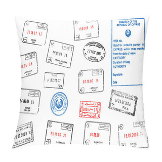 Personality  Set Of Different Passport Visa Stamps Pillow Covers