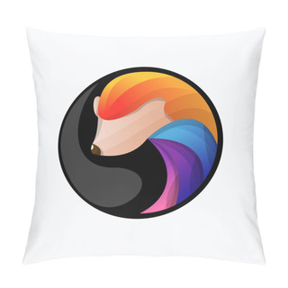 Personality  Hedgehog Logo. With Colorful Style Design Pillow Covers