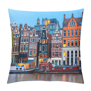 Personality  Night City View Of Amsterdam Canal With Dutch Houses Pillow Covers