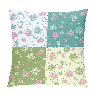 Personality  Set Of Seamless Patterns With Cute Flowers Pillow Covers