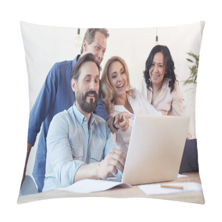 Personality  Colleagues Using Laptop  Pillow Covers