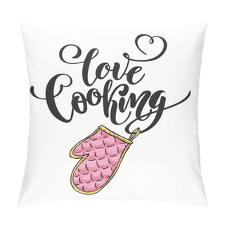 Personality  Kitchen Cooking Lettering Inscriptions, Color Logo, Cuisine Label, Love Cooking. Pillow Covers