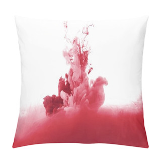 Personality  Red Paint Splash In Water, Isolated On White Pillow Covers