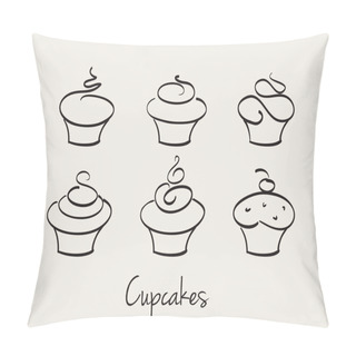 Personality  Cupcake Set Hand Drawn Vector Pillow Covers